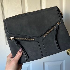 Free People Black Leather Clutch/Satchel